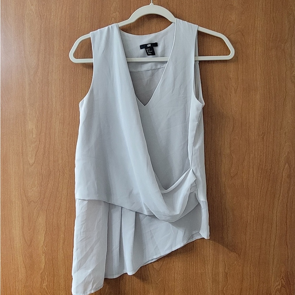 H&M White Draped Tank Top